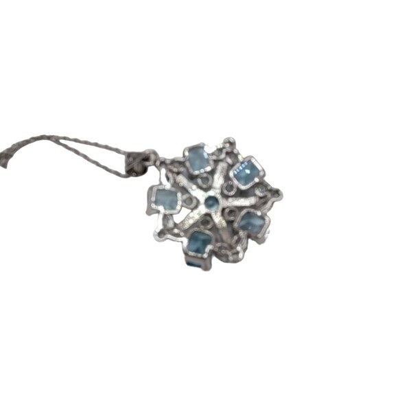 Topaz & Glass Snowflake Pendant Necklace 925 Sterling Silver Untested 18" Chain - Picture 10 of 12
